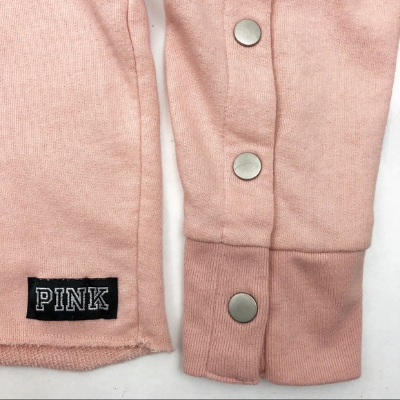 VS Pink Snap Sleeve Boyfriend Crop Sweatshirt: Blush Pink - Picture 6 of 8